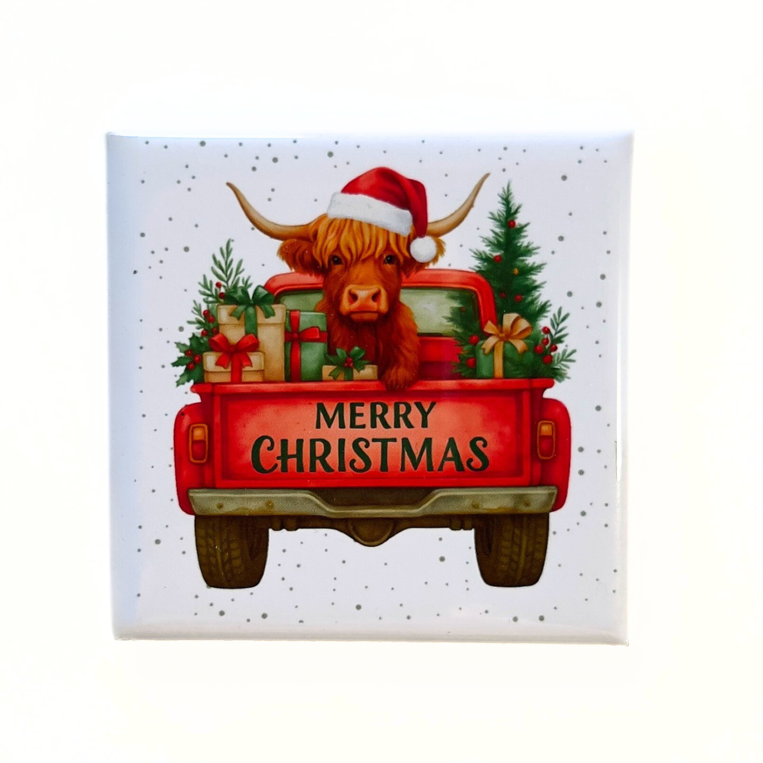 Christmas Highland Cow Magnet