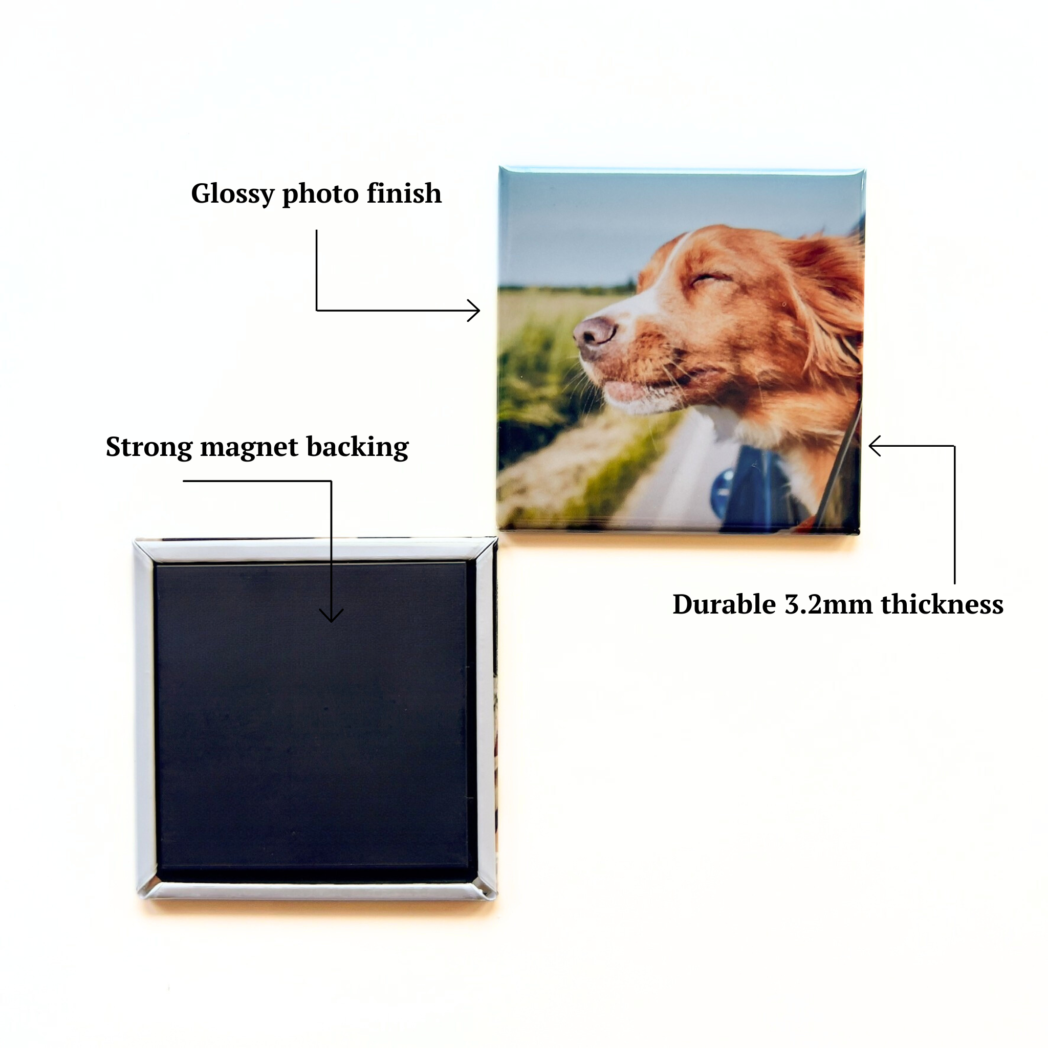 custom photo magnet glossy finish strong backing durable square magnet