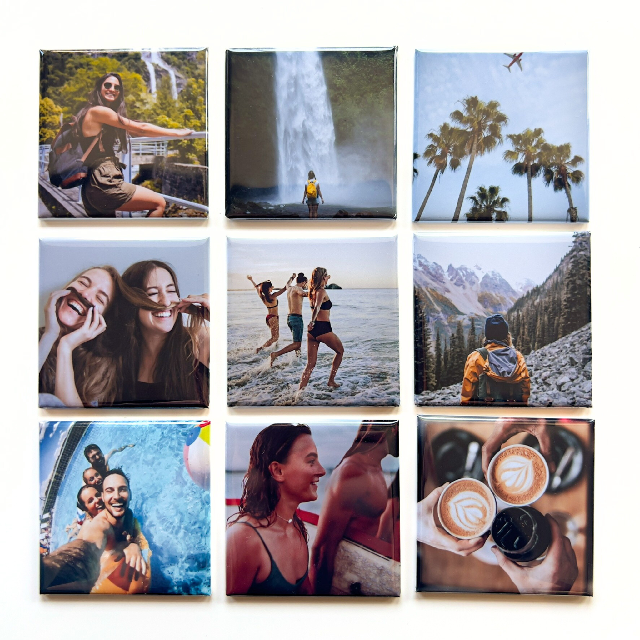 custom photo magnets 2x2 square collage family travel friends pets